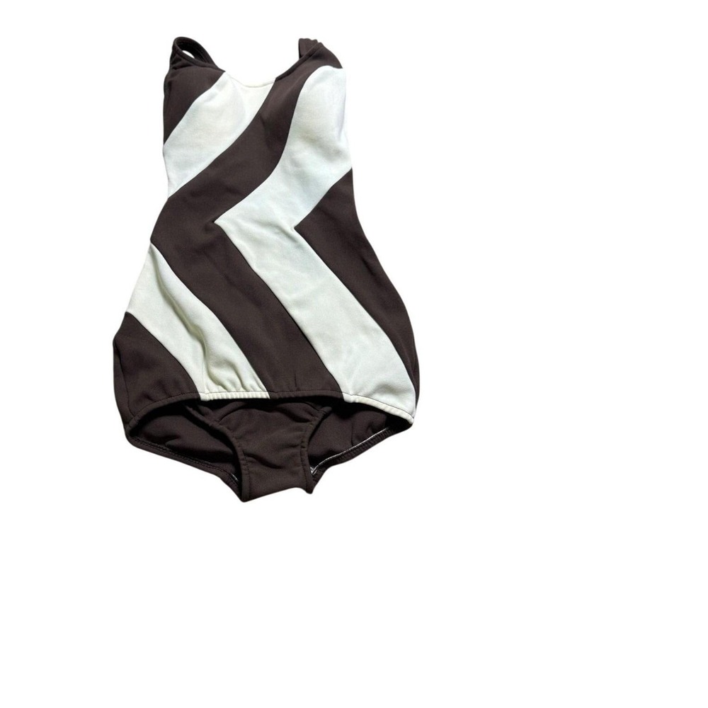 Sea Fashions of California Swimsuit Womens Small Brown Chevron Good Vintage 70s